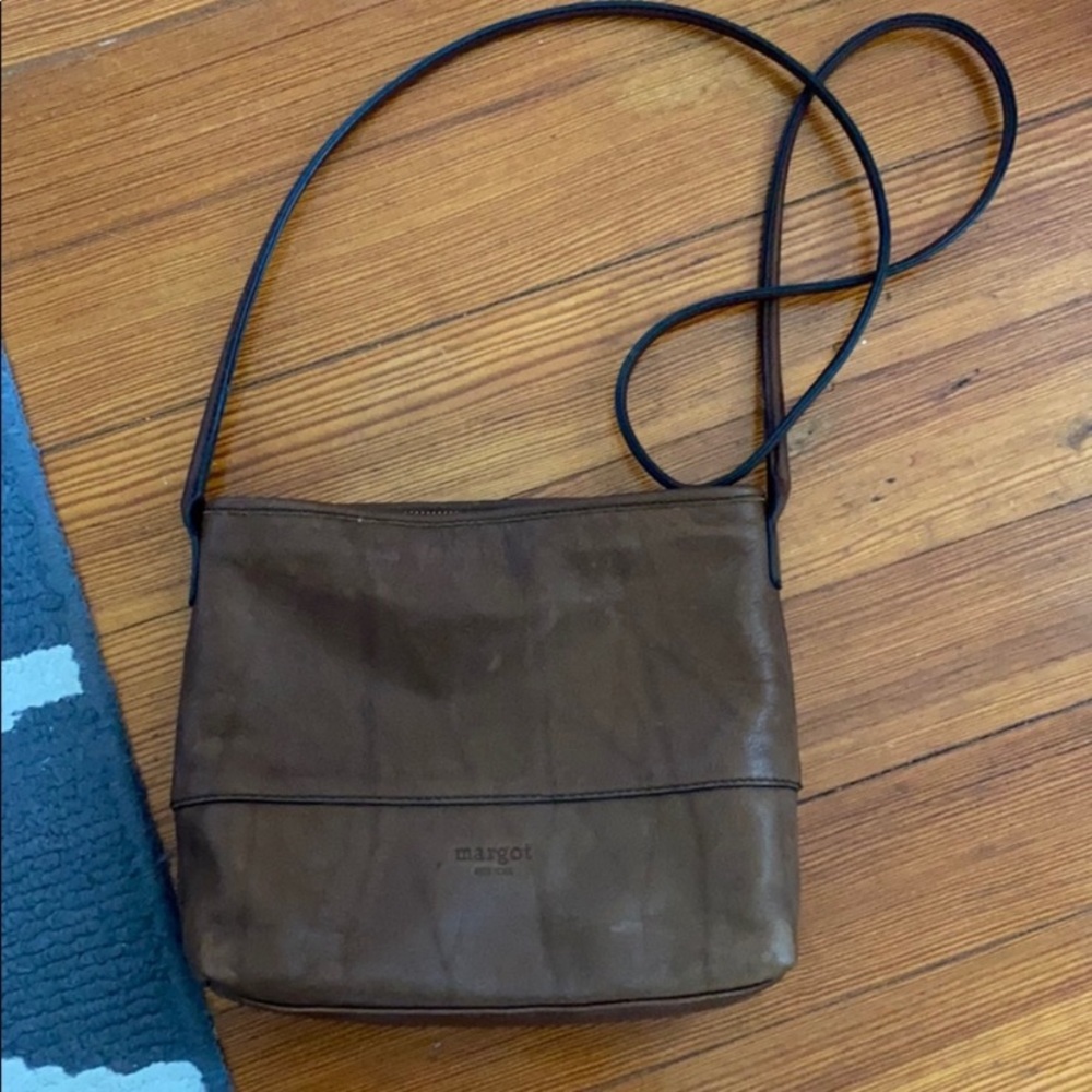 Vintage Brown Leather Crossbody Purse